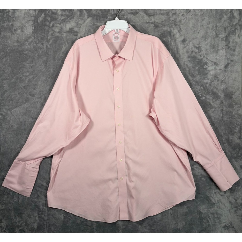 Brooks Brothers Pink Dress Shirt Mens 19 35 French Cuff Button Up Supima Cotton